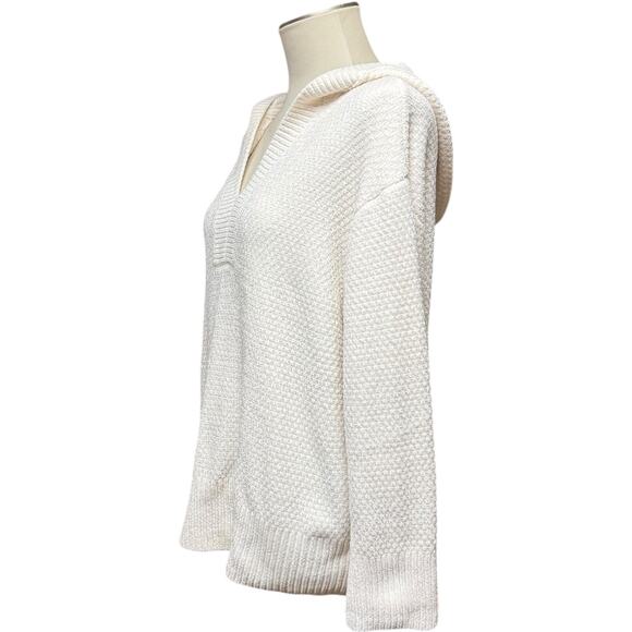 Tommy Bahama Chenille Textured V-Neck Hoodie Cream Off White Medium - Picture 2 of 5